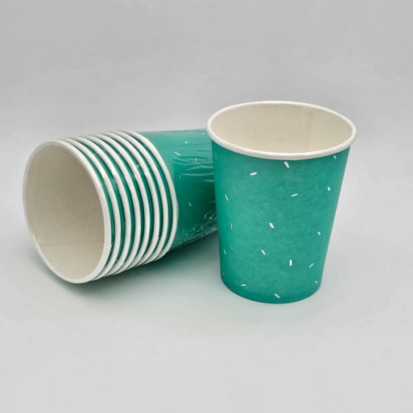 Vasos de Papel Color Verde Pavo Real 8/ud